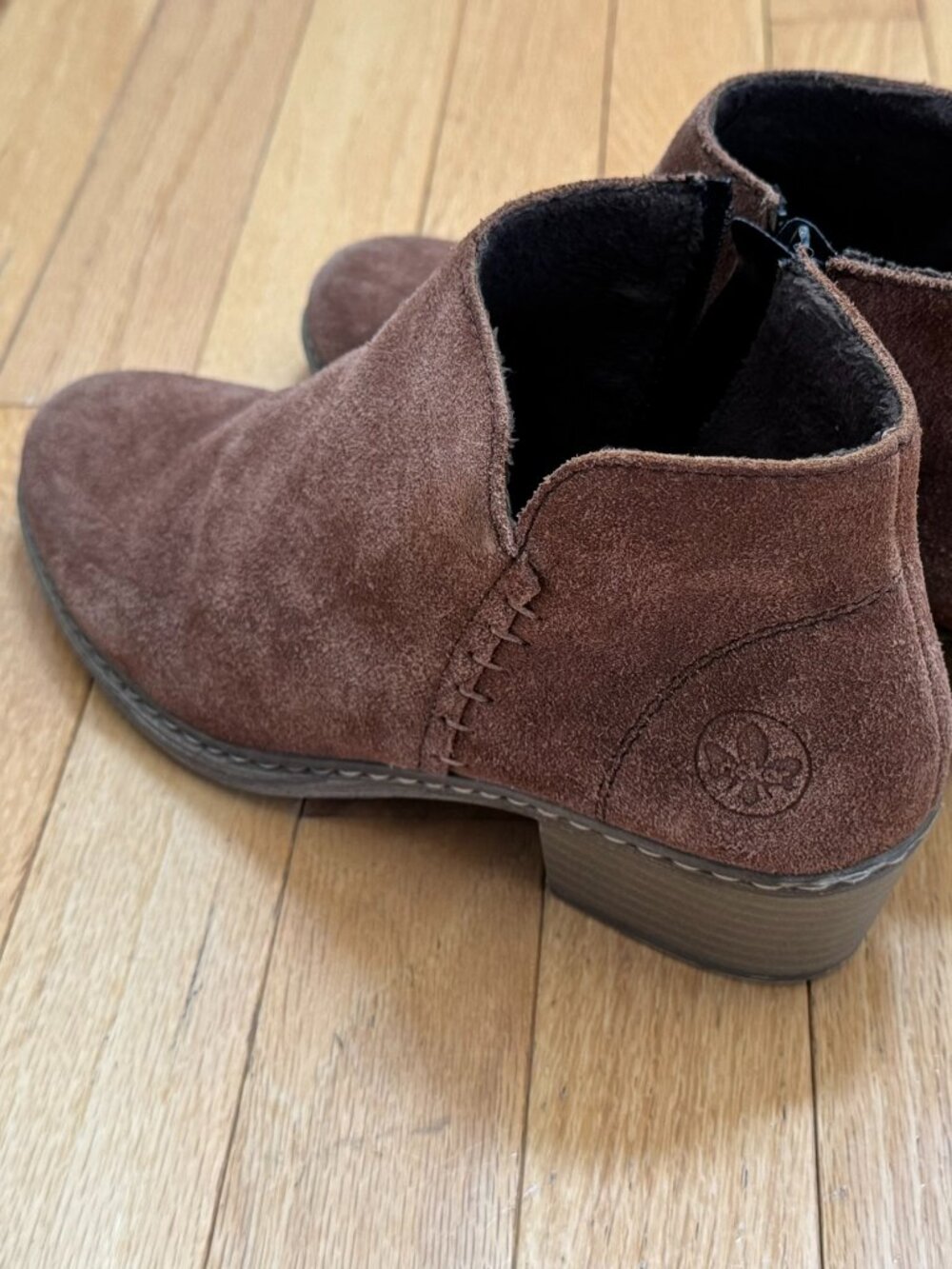 Rieker Suede Ankle Boots – Size EU 40 – Brown Side Zip Comfort Booties